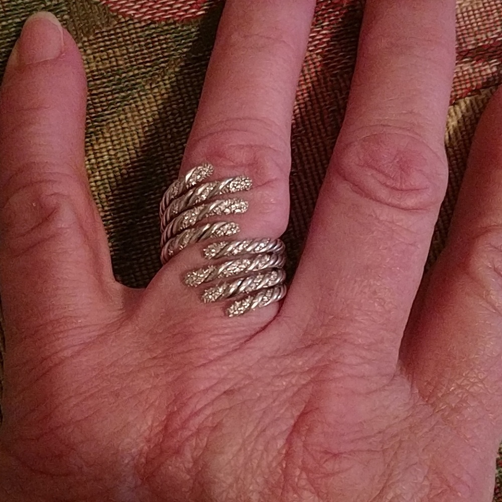 💚David Yurman diamond Willow Open 4 row ring 6-7 - Picture 3 of 5